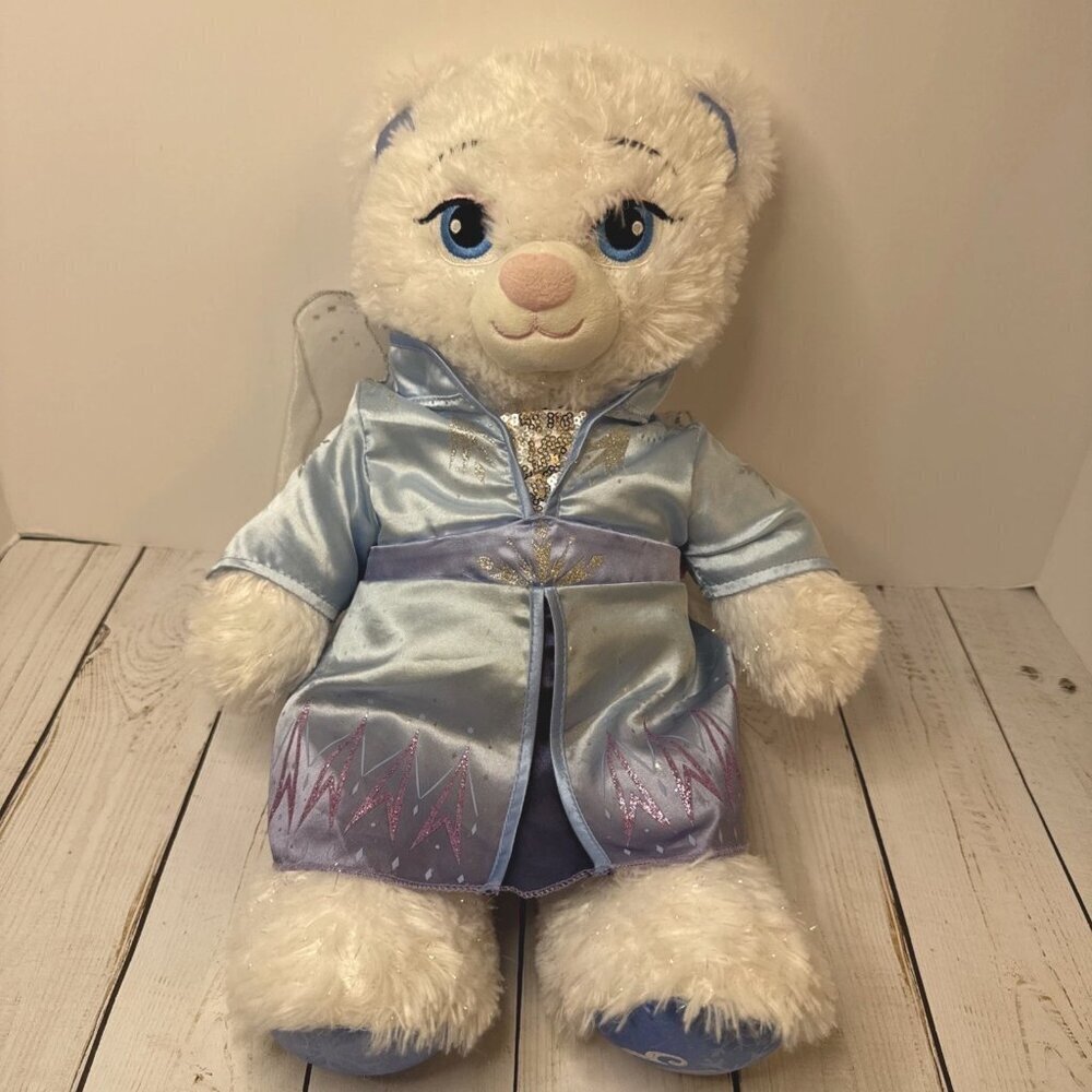 Build A Bear BAB Disney Frozen 2 Elsa White Sparkly Bear 16” VGUC No Sound